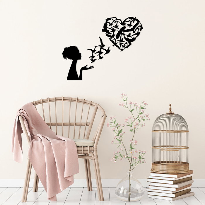 Wallity Birds Woman Heart - 465 Escultura de pared